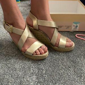 Gold Michael kors wedge heel sandal size 10